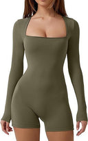 Square Neck Long Sleeve Bodysuit for Women