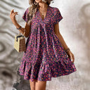 Chic Women's V-Neck Dress with Flared Skirt