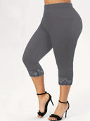 Women’s Lace-Trimmed 3/4 Leggings for Chic Style