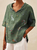 Floral Print Women's Blouse with Modern Collar