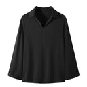Chic Long Sleeve Blouse with Modern Collar and Flowing Design