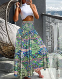 Colorful Ethno Pattern Women's Macro Skirt with Elastic Waistband