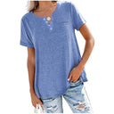 Stylish Women's T-Shirt with Button Accents and Relaxed Fit