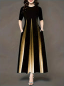 Maxi Dress with Gradient Design and Side Pockets