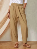 Stylish Women's Pants with Elastic Waist and Pocket Design