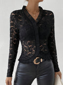 Ladies' Lace Blouse with Ruffle Accents