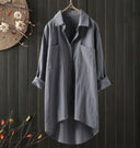 Chic Women's Blouse with Patch Pockets and Long Sleeves
