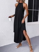 Women's Summer Maxi Dress with Halter Neck and Handy Pockets
