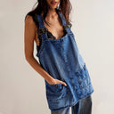 Women's Denim Overall Dress with Adjustable Straps & Stylish Pockets