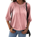 Stylish Women's Blouse with Balloon Sleeves & Stand-Up Collar