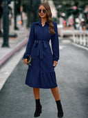 Chic Women's Peplum Shirt Dress with Belt
