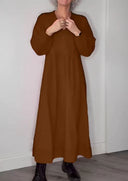 Chic V-Neck Maxi Dress with Long Sleeves