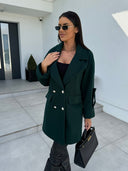 Chic Oversized Blazer with Double-Breasted Design and Handy Pockets