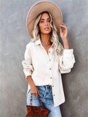 Chic Women's Corduroy Button-Up Blouse