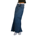 High-Waisted Long Denim Skirt with Pockets