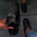 Sparkling Glitter Slippers with Plush Fur