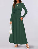 Women's Maxi Dress with Ruffle Accents and Chic Pockets