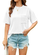 Textured Women's T-Shirt with Pocket Detail