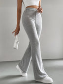 High Waist Wide-Leg Ribbed Pants for Women