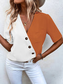 Chic Asymmetrical Blouse with Button Detail for Women