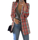 Chic Women's Checked Blazer with Contemporary Design