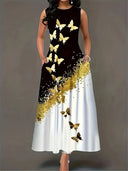 Floral Print Women's Maxi Dress with Pockets