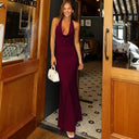 Chic Maxi Dress with Deep V-Neck and Flowing Design