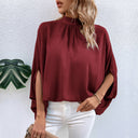 Chic Women's Chiffon Tunic with Stand-Up Collar