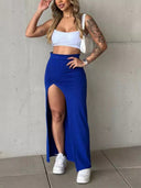 Chic High Waist Lace Skirt with Side Slit