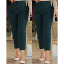 High-Waisted Slim Fit Women's Pants with Decorative Stitching