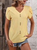 Chic Women's T-Shirt with Button Accents