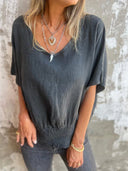 Stylish Women's Blouse with Ruffle Hem