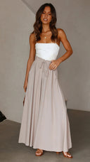 Elastic Waist Maxi Skirt with Pockets for Women
