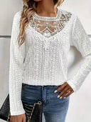 Ladies' Blouse with Lace Inserts & Eyelet Design
