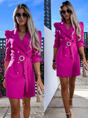 Chic Women's Blazer Dress with Stunning Button Accents
