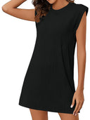 Wave-Structured Short Sleeve Dress for Women