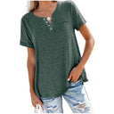Stylish Women's T-Shirt with Button Accents and Relaxed Fit
