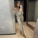 Chic Women's Jumpsuit with V-Neck and Waist Belt