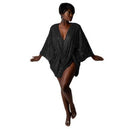 Sparkling Kaftan Dress with V-Neck & Flowing Sleeves