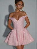 Glamorous Sequined Halter Neck Cocktail Dress for Women