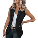 Chic Women's Sleeveless Blazer with Deep Pockets