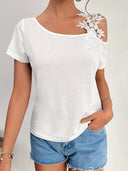 Floral Embroidered Women's T-Shirt Design