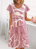 Women's Flowing Wrap Dress with Unique Layering Design