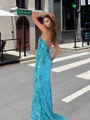 Sequin-Embellished V-Neck Evening Gown for Women