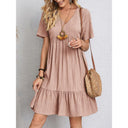 Women's Flared V-Neck Dress in Chic Style