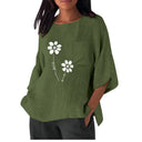 Floral Print Women's Blouse with Chest Pocket