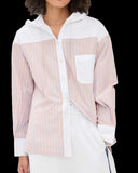 Chic Satin Blouse with Puff Sleeves and Contemporary Collar