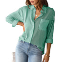 Striped Women's Blouse with Pocket - Stylish Comfort