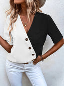 Chic Asymmetrical Blouse with Button Detail for Women