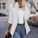Chic Short-Sleeve Blazer with Decorative Buttons